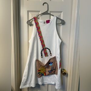 QUEEN OF SPARKLES White Dress with Colorful Embellishments